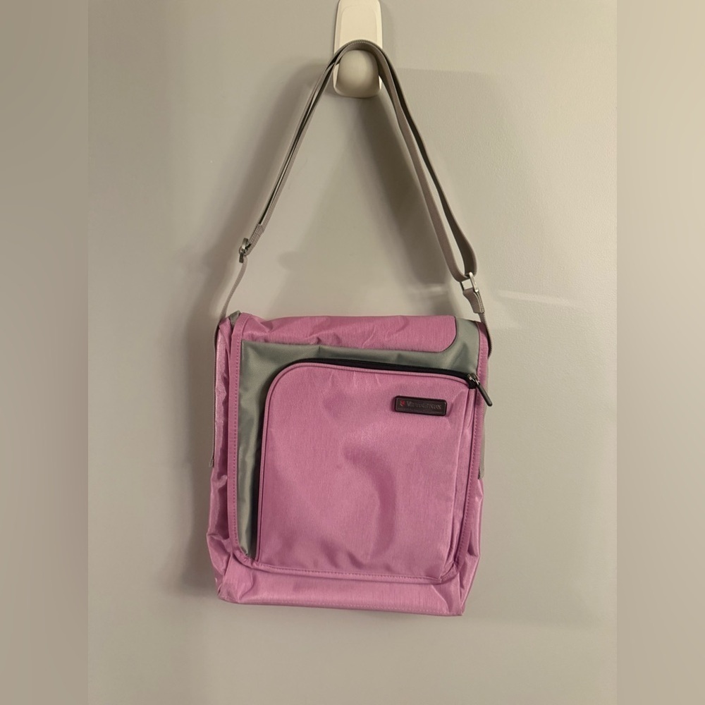 Victorinox Pink & Gray Crossbody Messenger Bag Adjustable Strap